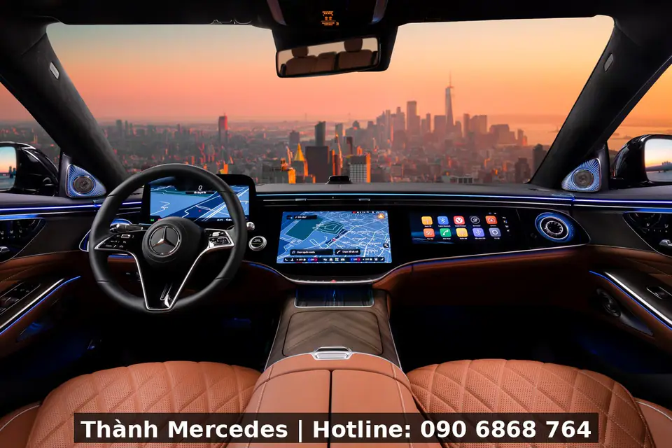 Khoang lái S 580 e với MBUX Superscreen